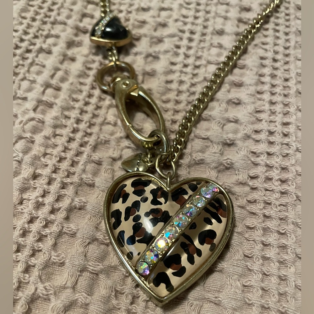Betsy Johnson Leopard Heart Necklace